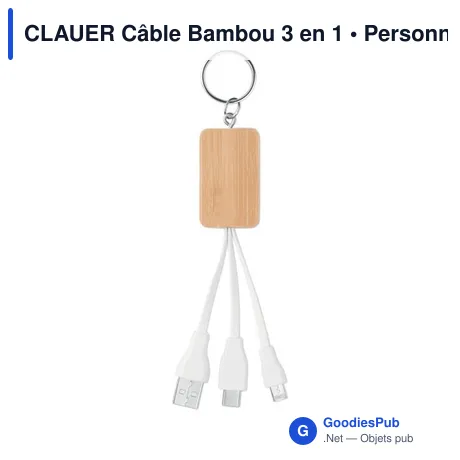 CLAUER Câble Bambou 3 en 1