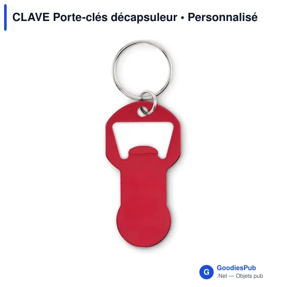 Porte-clés décapsuleur personnalisable en aluminium - CLAVEavec logo - Image 2