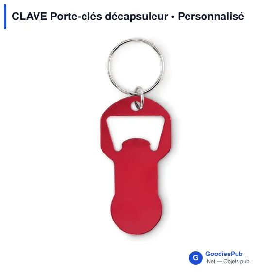 Porte-clés décapsuleur personnalisable en aluminium - CLAVEavec logo - Image 3