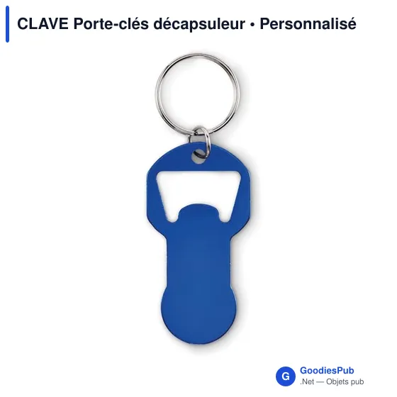 Porte-clés décapsuleur personnalisable en aluminium - CLAVEavec logo - Image 7