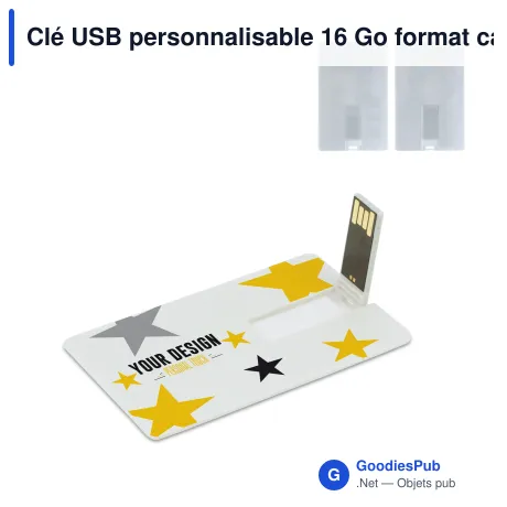 Clé USB personnalisable 16 Go format carte de crédit avec logo - Card