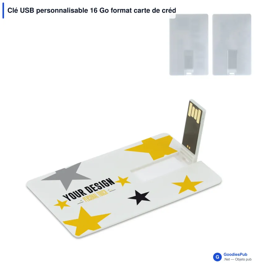 Clé USB personnalisable 16 Go format carte de crédit avec logo - Card - Image 1