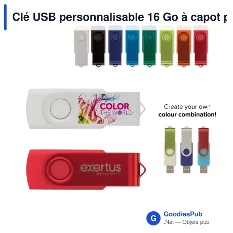 Clé USB personnalisable 16 Go à capot pivotant avec logo - Twister
