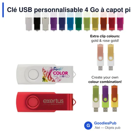 Clé USB personnalisable 4 Go à capot pivotant avec logo - Twister
