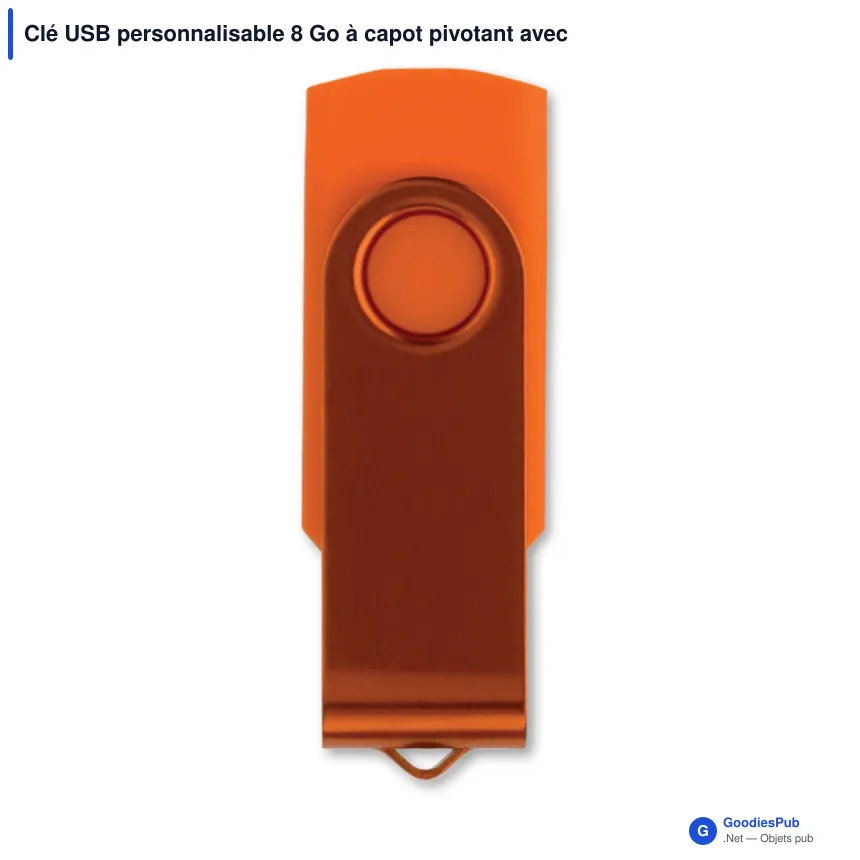 Clé USB personnalisable 8 Go à capot pivotant avec logo - Twister - Image 2