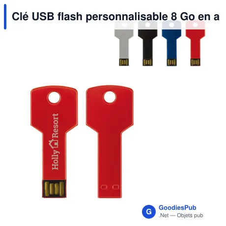 Clé USB flash personnalisable 8 Go en aluminium avec logo - Key