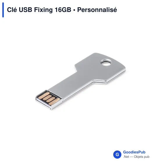 Clé USB personnalisable Fixing 16GB avec logo - Aluminium - Image 2