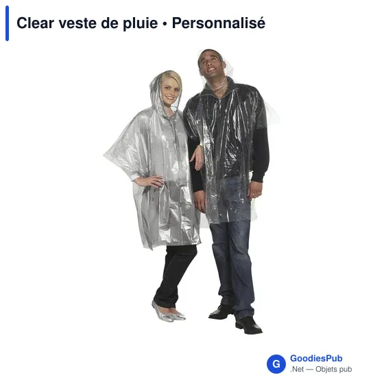 Poncho de pluie personnalisable Clear avec logo - Image 2