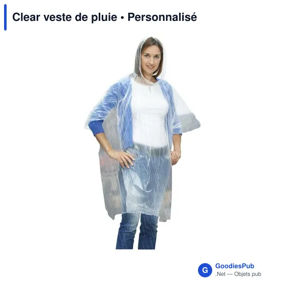 Poncho de pluie personnalisable Clear avec logo - Image 3