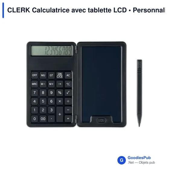 Calculatrice personnalisable avec tablette LCD - CLERKavec logo - Image 1
