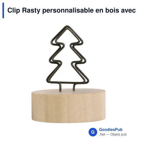 Clip Rasty personnalisable en bois avec logo pour bureau