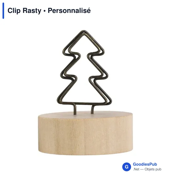 Clip Rasty personnalisable en bois avec logo pour bureau - Image 1