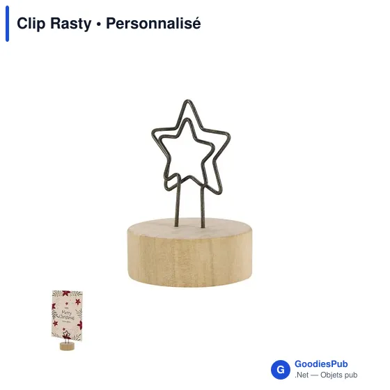 Clip Rasty personnalisable en bois avec logo pour bureau - Image 2