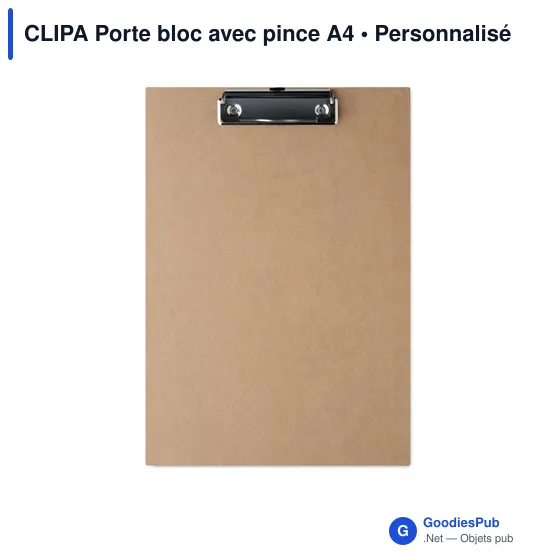 Porte-bloc A4 personnalisable avec pince pour logo - CLIPA - Image 1