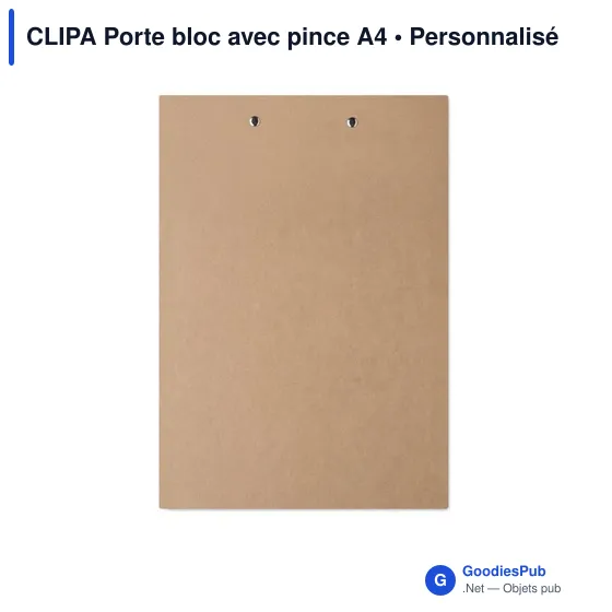 Porte-bloc A4 personnalisable avec pince pour logo - CLIPA - Image 2
