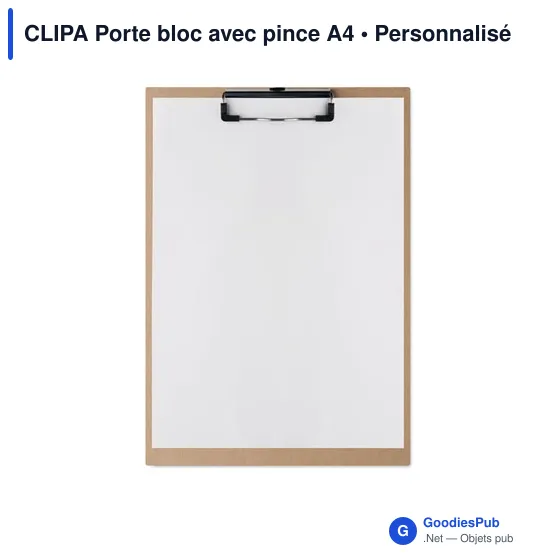 Porte-bloc A4 personnalisable avec pince pour logo - CLIPA - Image 3