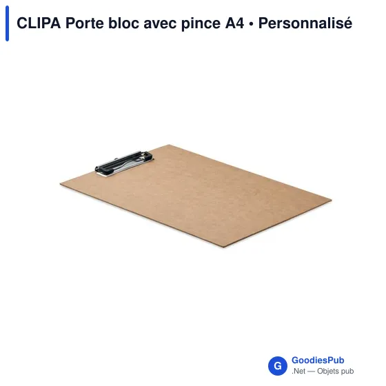 Porte-bloc A4 personnalisable avec pince pour logo - CLIPA - Image 4