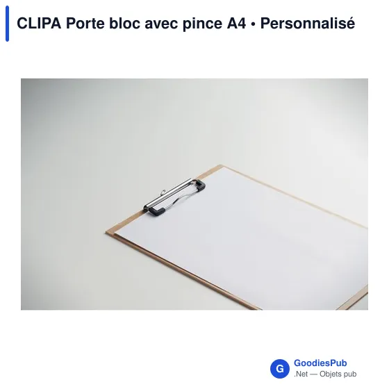 Porte-bloc A4 personnalisable avec pince pour logo - CLIPA - Image 5
