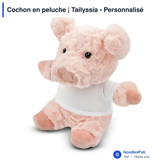 Cochon en peluche personnalisable avec logo - Tailyssia - Image 3