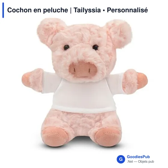 Cochon en peluche personnalisable avec logo - Tailyssia - Image 4