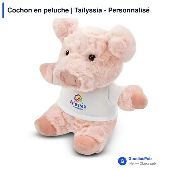 Cochon en peluche personnalisable avec logo - Tailyssia - Image 8