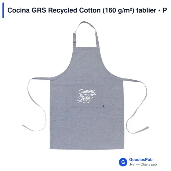 Tablier personnalisable en coton recyclé avec logo - Cocina GRS - Image 5
