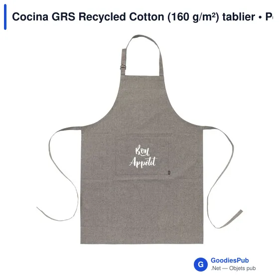 Tablier personnalisable en coton recyclé avec logo - Cocina GRS - Image 10