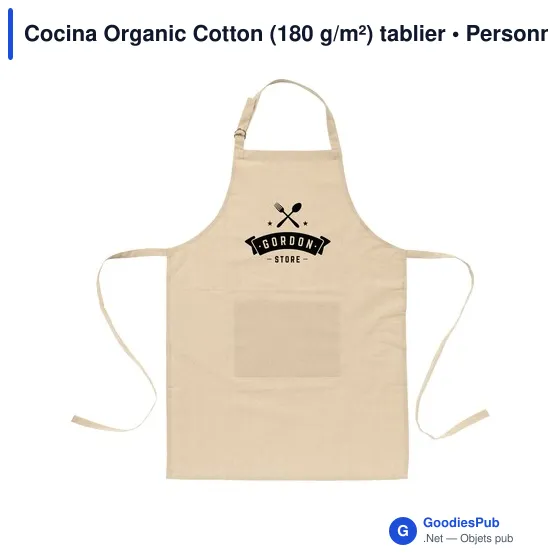 Tablier en coton organique personnalisable avec logo - Cocina - Image 2