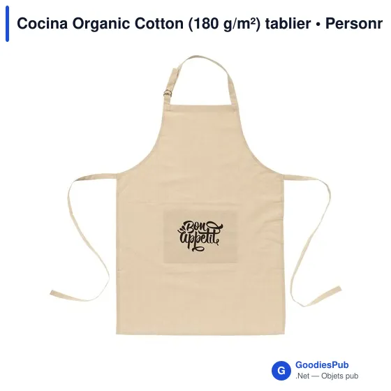 Tablier en coton organique personnalisable avec logo - Cocina - Image 3