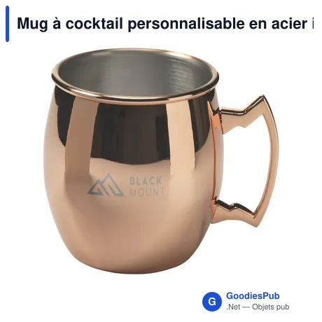 Mug à cocktail personnalisable en acier inoxydable recyclé - Cocktail RCSavec logo