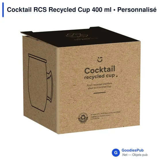 Mug à cocktail personnalisable en acier inoxydable recyclé - Cocktail RCSavec logo - Image 2
