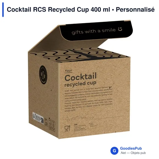 Mug à cocktail personnalisable en acier inoxydable recyclé - Cocktail RCSavec logo - Image 3