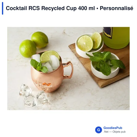 Mug à cocktail personnalisable en acier inoxydable recyclé - Cocktail RCSavec logo - Image 4