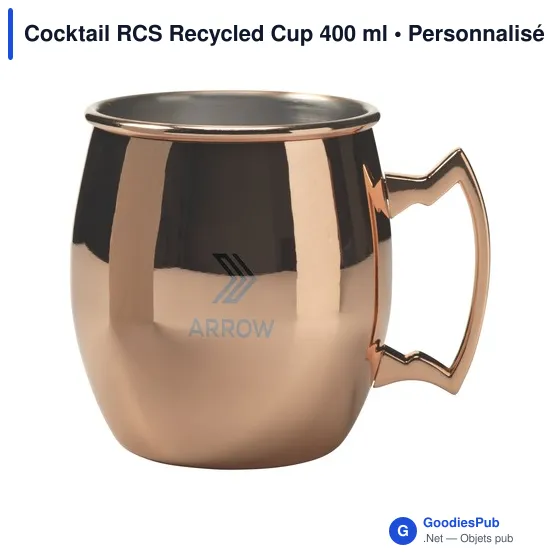 Mug à cocktail personnalisable en acier inoxydable recyclé - Cocktail RCSavec logo - Image 5