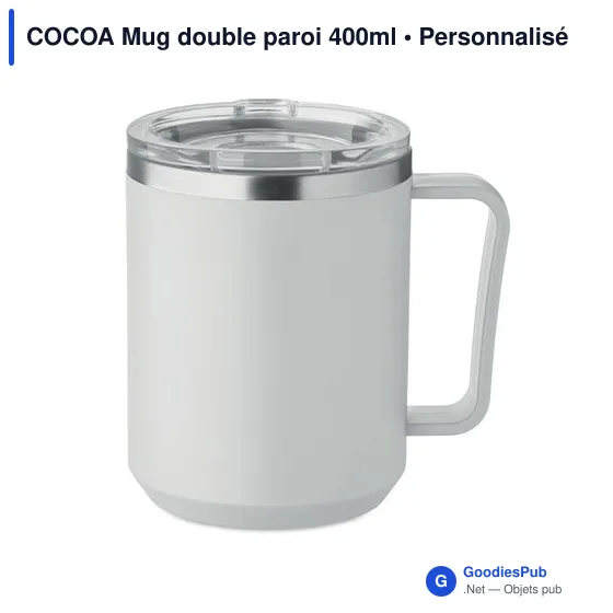 Mug réutilisable personnalisable COCOA avec logo - 400ml - Image 1