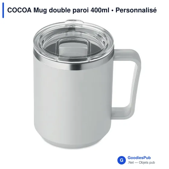 Mug réutilisable personnalisable COCOA avec logo - 400ml - Image 2