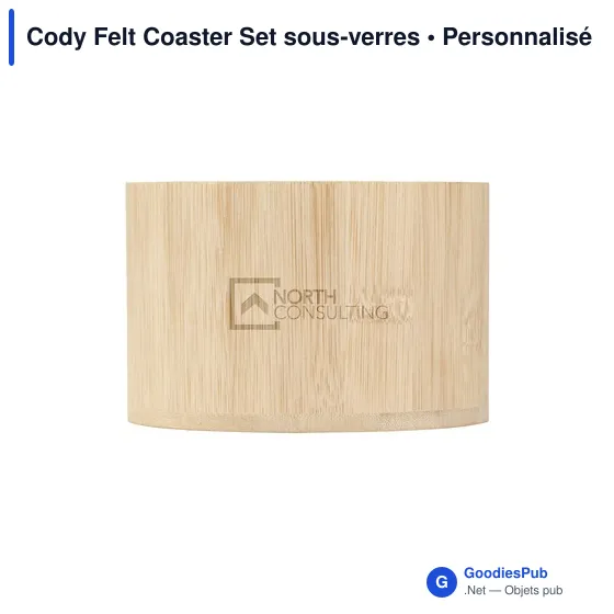 Sous-verres personnalisables en feutre RPET avec logo - Cody Felt Coaster Set - Image 1
