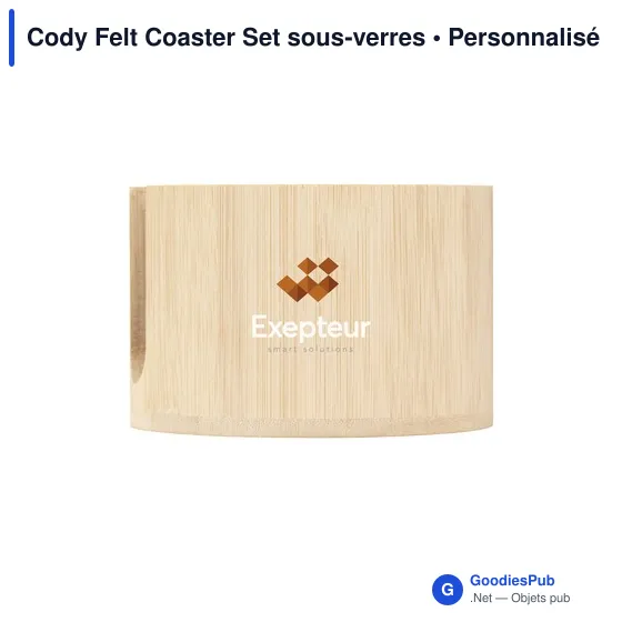 Sous-verres personnalisables en feutre RPET avec logo - Cody Felt Coaster Set - Image 3