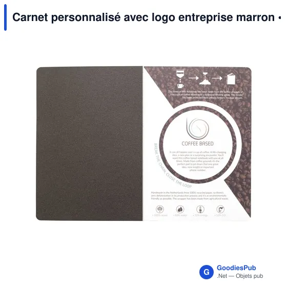 Carnet A5 personnalisable en marc de café avec logo - Image 4