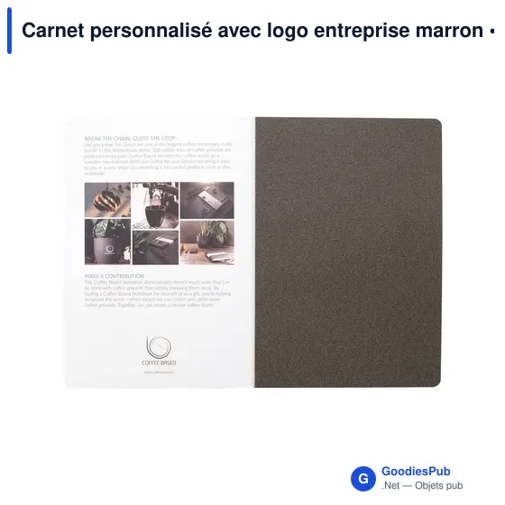Carnet A5 personnalisable en marc de café avec logo - Image 5