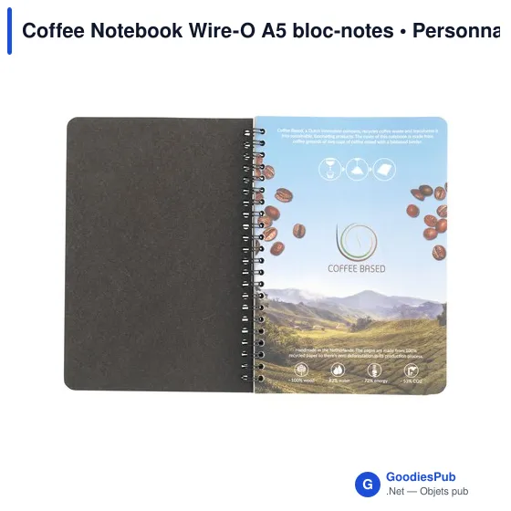 Carnet A5 personnalisable en marc de café avec logo - Image 3