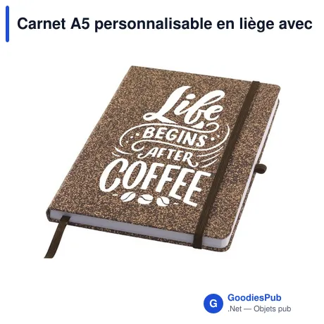 Carnet A5 personnalisable en liège avec logo - CoffeeGround