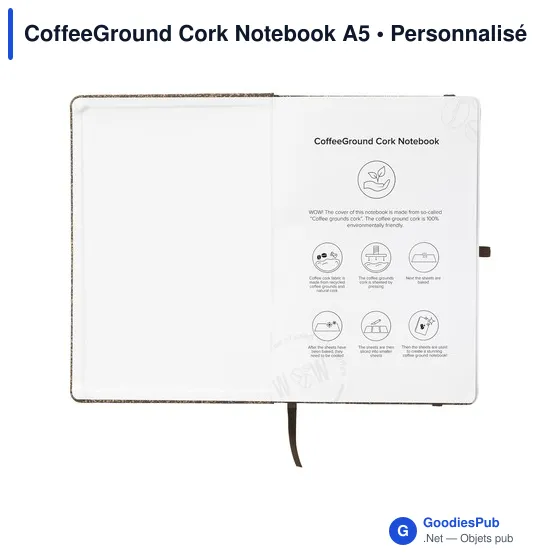 Carnet A5 personnalisable en liège avec logo - CoffeeGround - Image 3