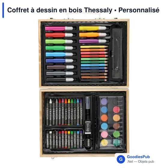 Coffret à dessin en bois personnalisable avec logo - Thessaly - Image 3