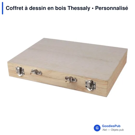 Coffret à dessin en bois personnalisable avec logo - Thessaly - Image 4