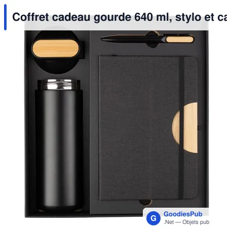Coffret cadeau gourde  640 ml, stylo et carnet Kurt
