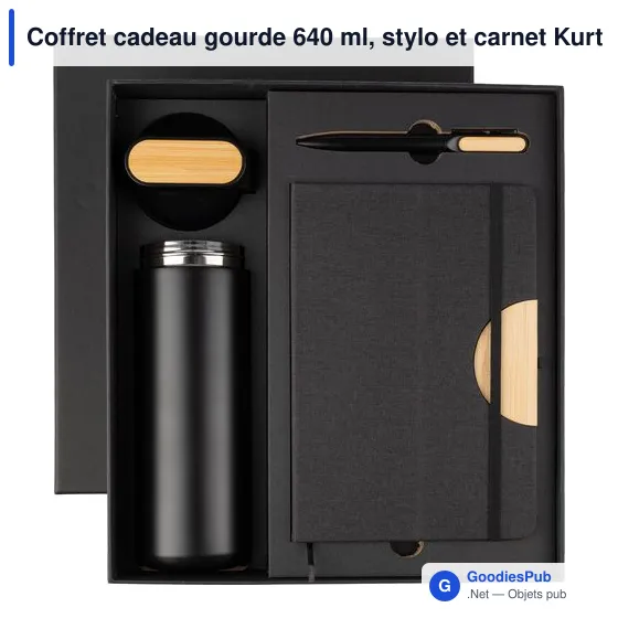 Coffret cadeau gourde 640 ml, stylo et carnet Kurt - Image 2