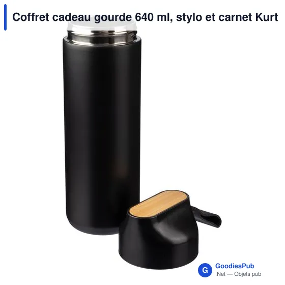Coffret cadeau gourde 640 ml, stylo et carnet Kurt - Image 8