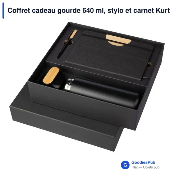 Coffret cadeau gourde  640 ml, stylo et carnet Kurt - Image 9