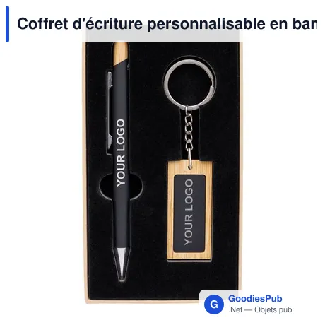Coffret d'écriture personnalisable en bambou Zaid avec logo